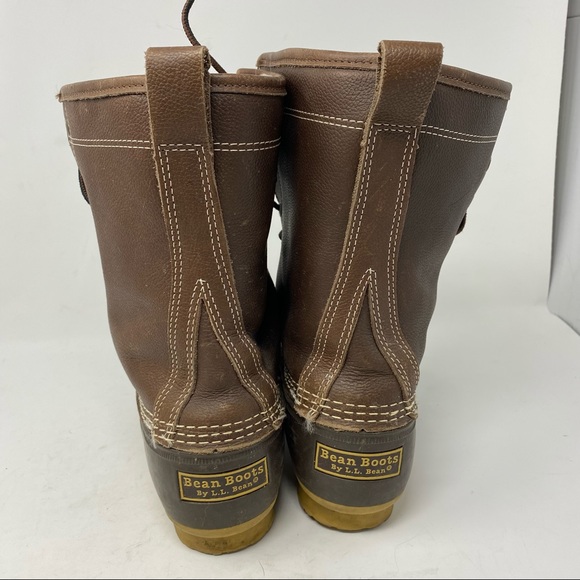L.L. Bean Women’s 8” Brown Leather Shearling Lined Bean Boots Size 10 Narrow - Picture 5 of 13